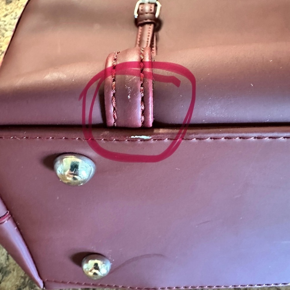 Ivy & Fig Stella Day Bag Tote Burgundy Shoulder Straps No Crossbody Strap - Picture 11 of 13